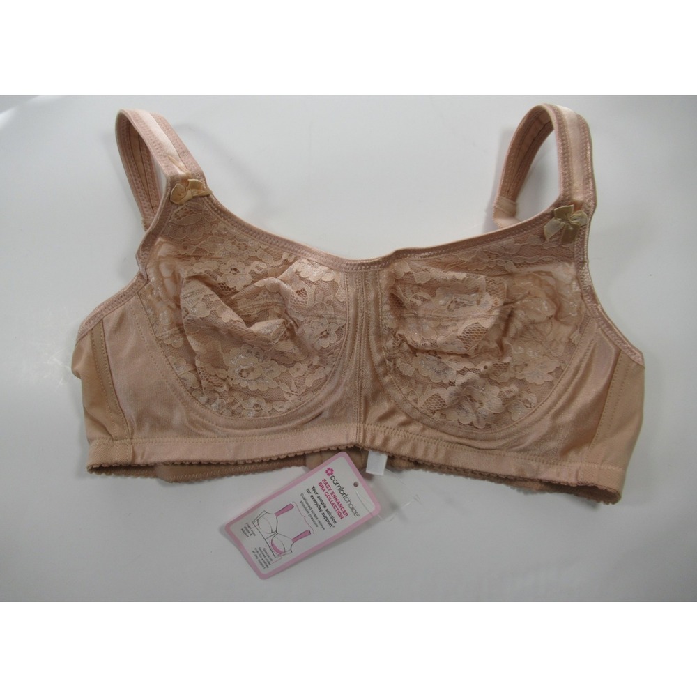 NEW Comfort Choice Easy Enhancer Unlined Lace Bra 42B Beige Wireless 27-1477-2